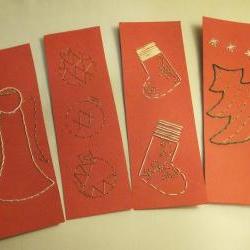 Hand Embroided Christmas Bookmarks - Set of 4