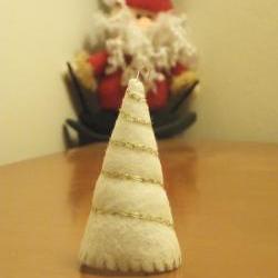 Hand Embroided White Christmas Tree - Ornament as set of 4